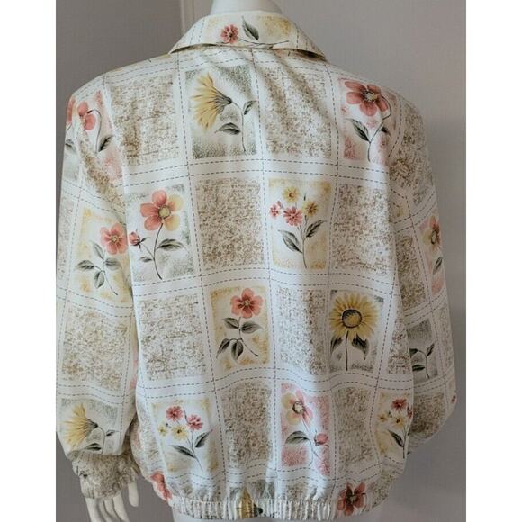 Alfred Dunner Womens Long Sleeve Zip Jacket Floral Petite Sz. 12P Beaded - Picture 5 of 9